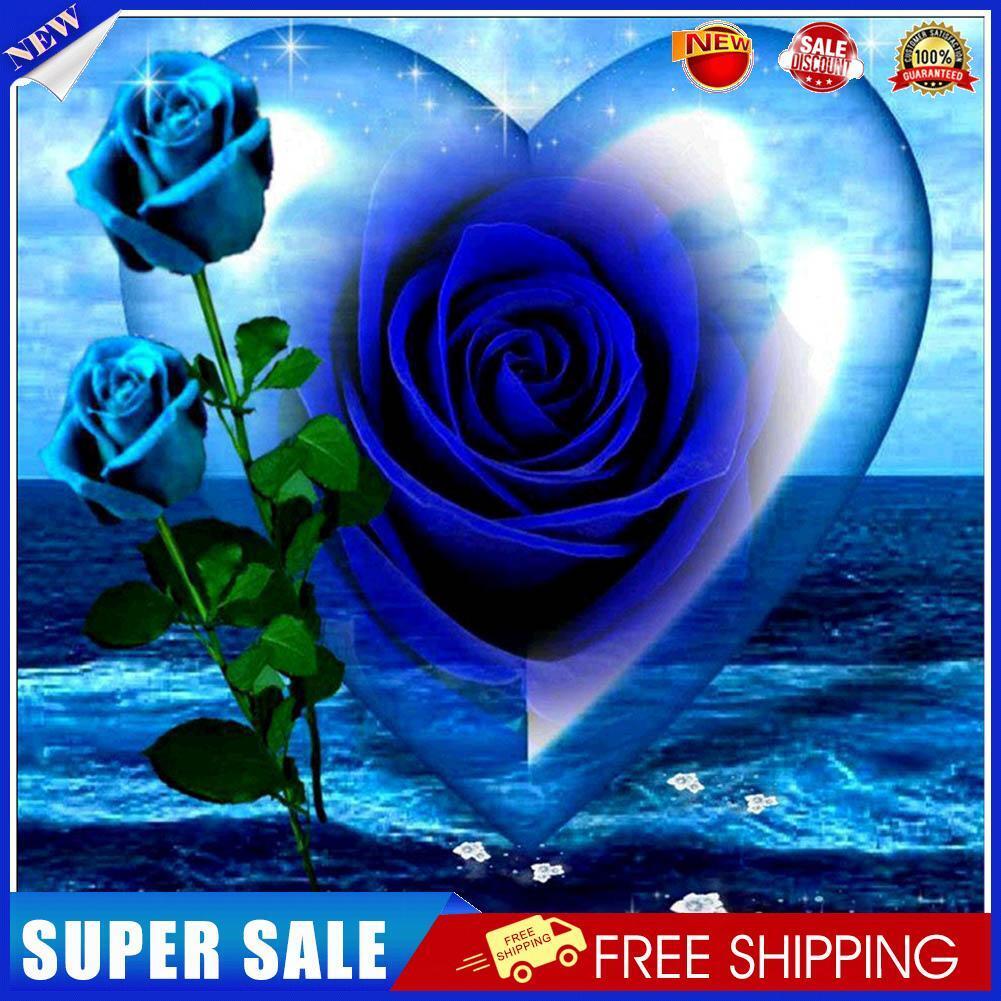 Blue Rose Heart 5D Diamond Painting Embroidery DIY Cross Stitch Home Decor