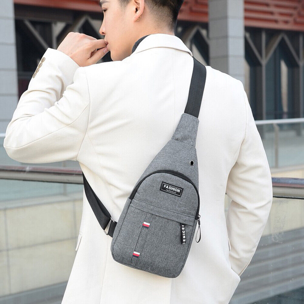 Women Fashion Solid Color Shoulder Chest Bag Travel Large Handbags (Gray)