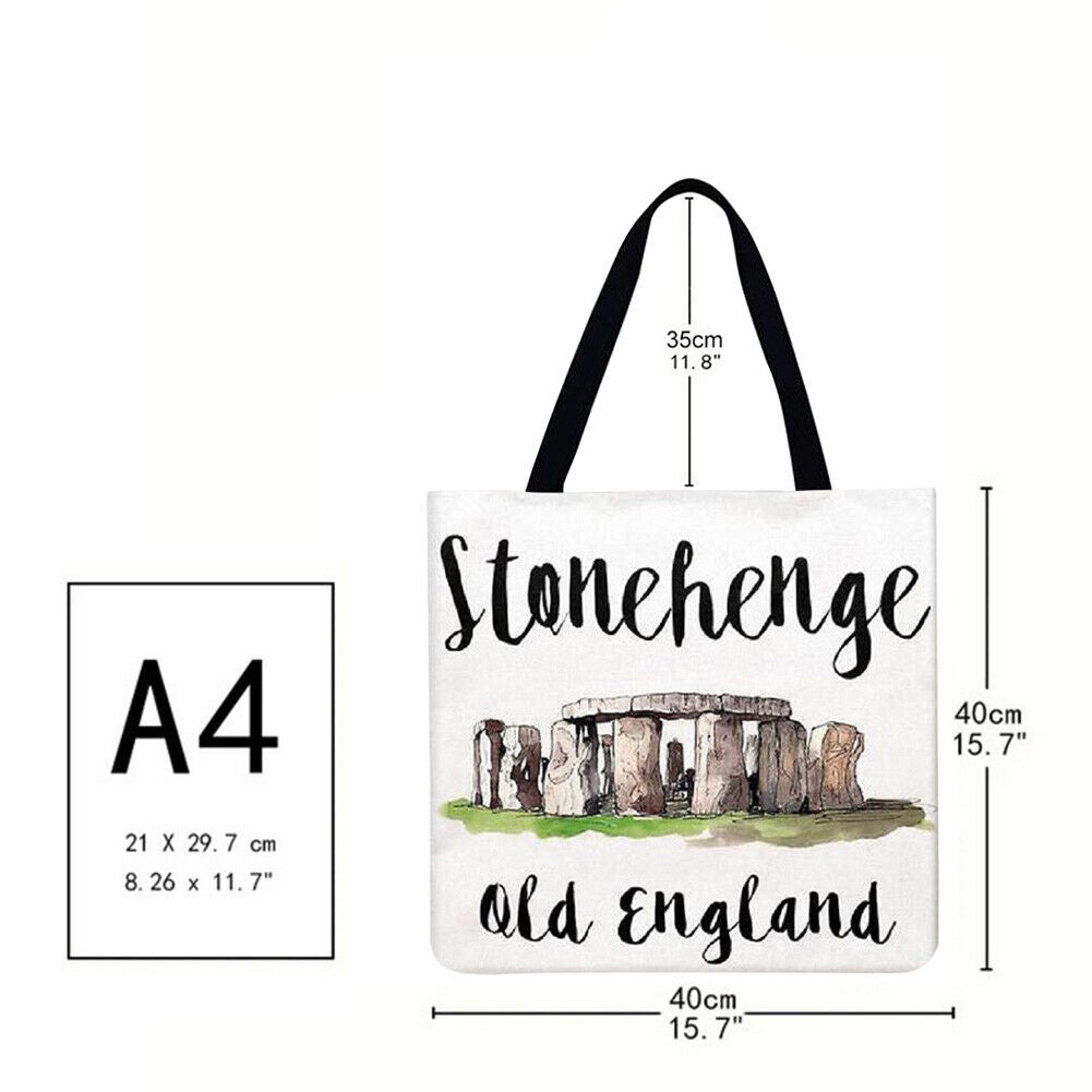 Stone building Printed Shoulder Shopping Bag Casual Large Tote Handbag