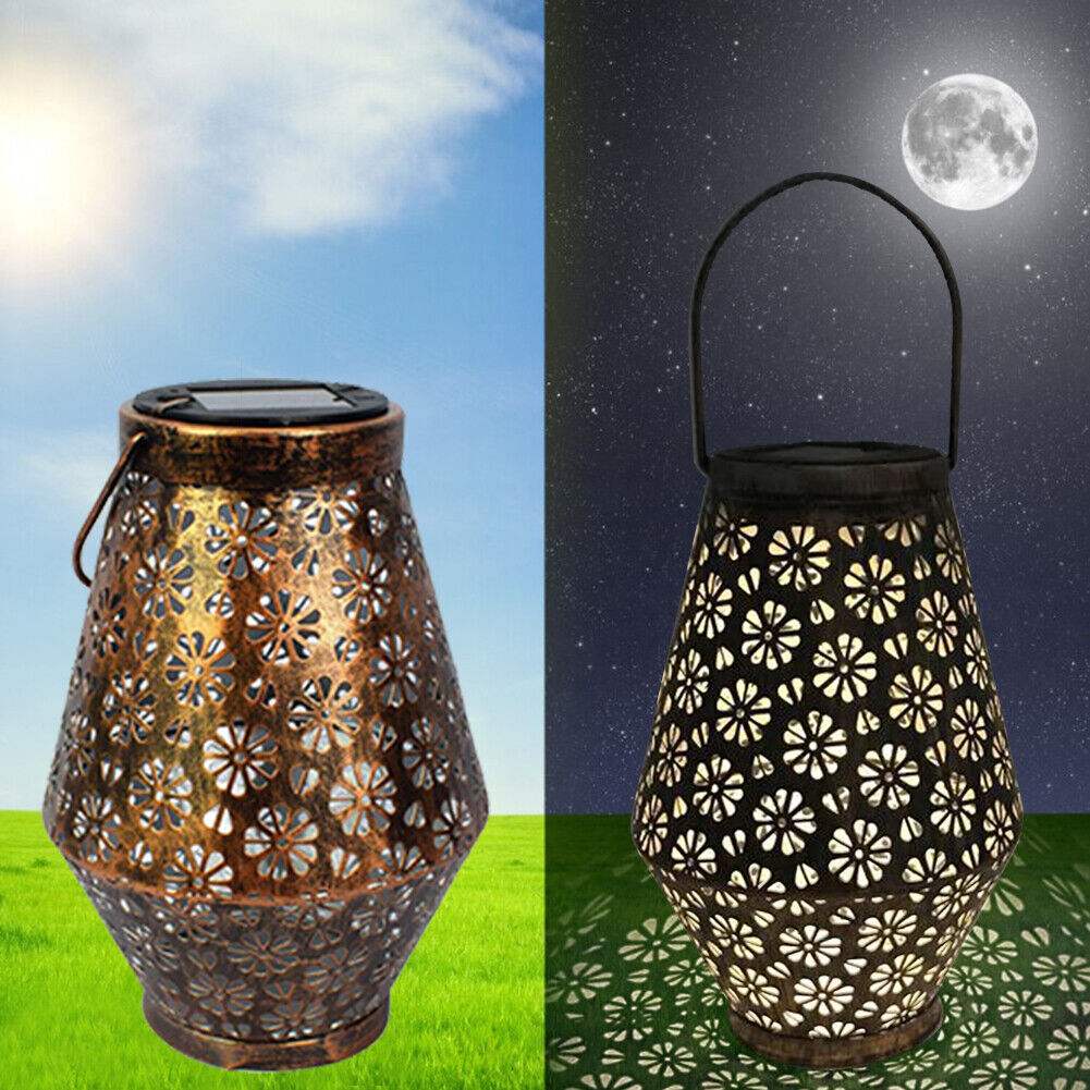 Solar Metal Hollow Projection Lamp Outdoor Hanging Light Garden Ornaments
