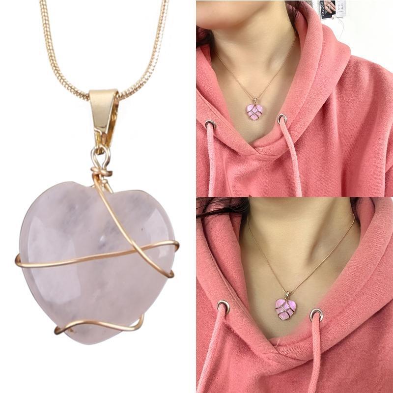 Pink Diamond Castle Heart Necklace Fashion Simple Temperament Clavicle Chain