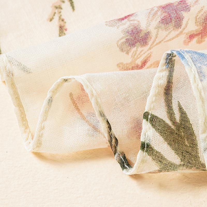 Flower Beach Neckerchief Tassel Shawl Scarf Cotton Linen Shawls And Wraps
