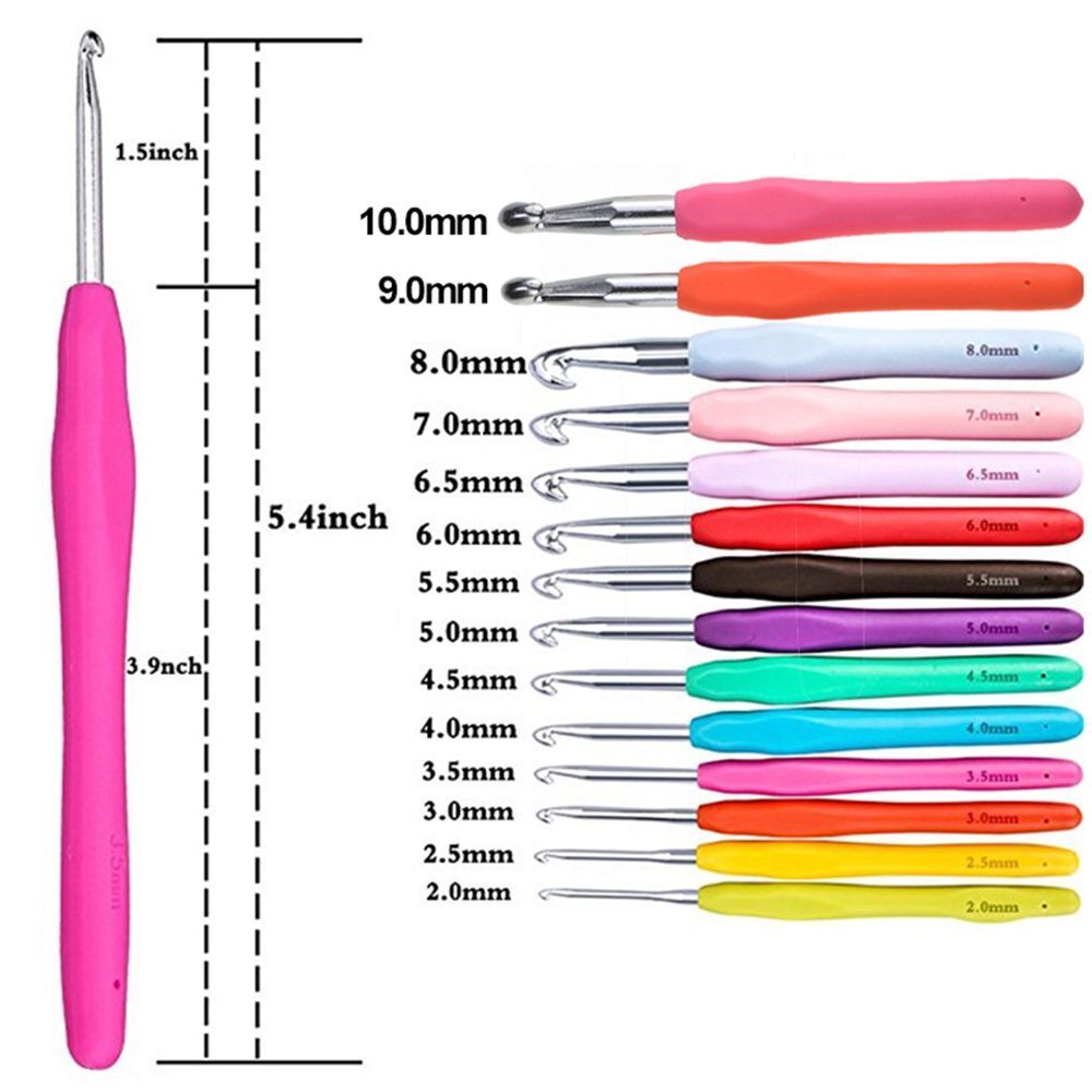 Ergonomic Handle Craft Tools Weave Yarn Aluminum Knitting Needles Crochet Hook