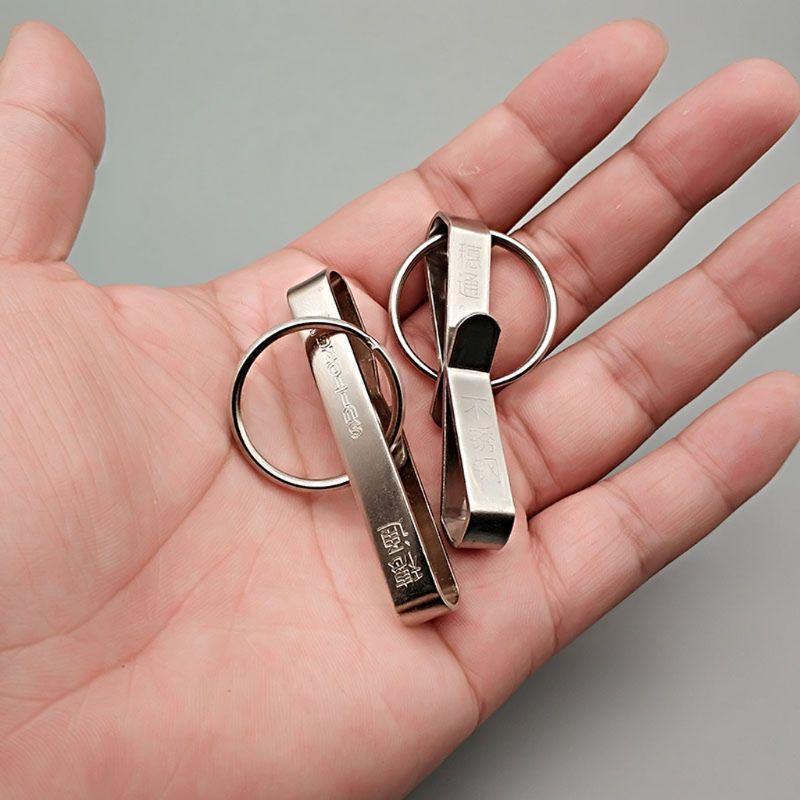 6 Pcs Key Holder Stainless Steel Belt Clip Key Ring Useful Keychain Men Jewelry