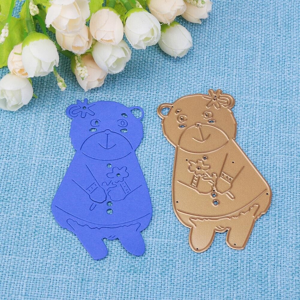 Bear Wear Flower Cutting Dies Stencils Scrapbook Embossing DIY Craft Card -