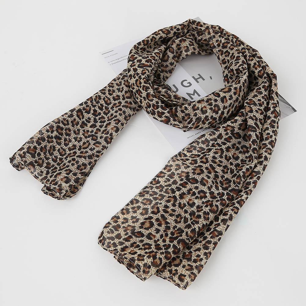 Women Fashion Leopard Printed Scarf Autumn Chiffon Long Shawls Scarves