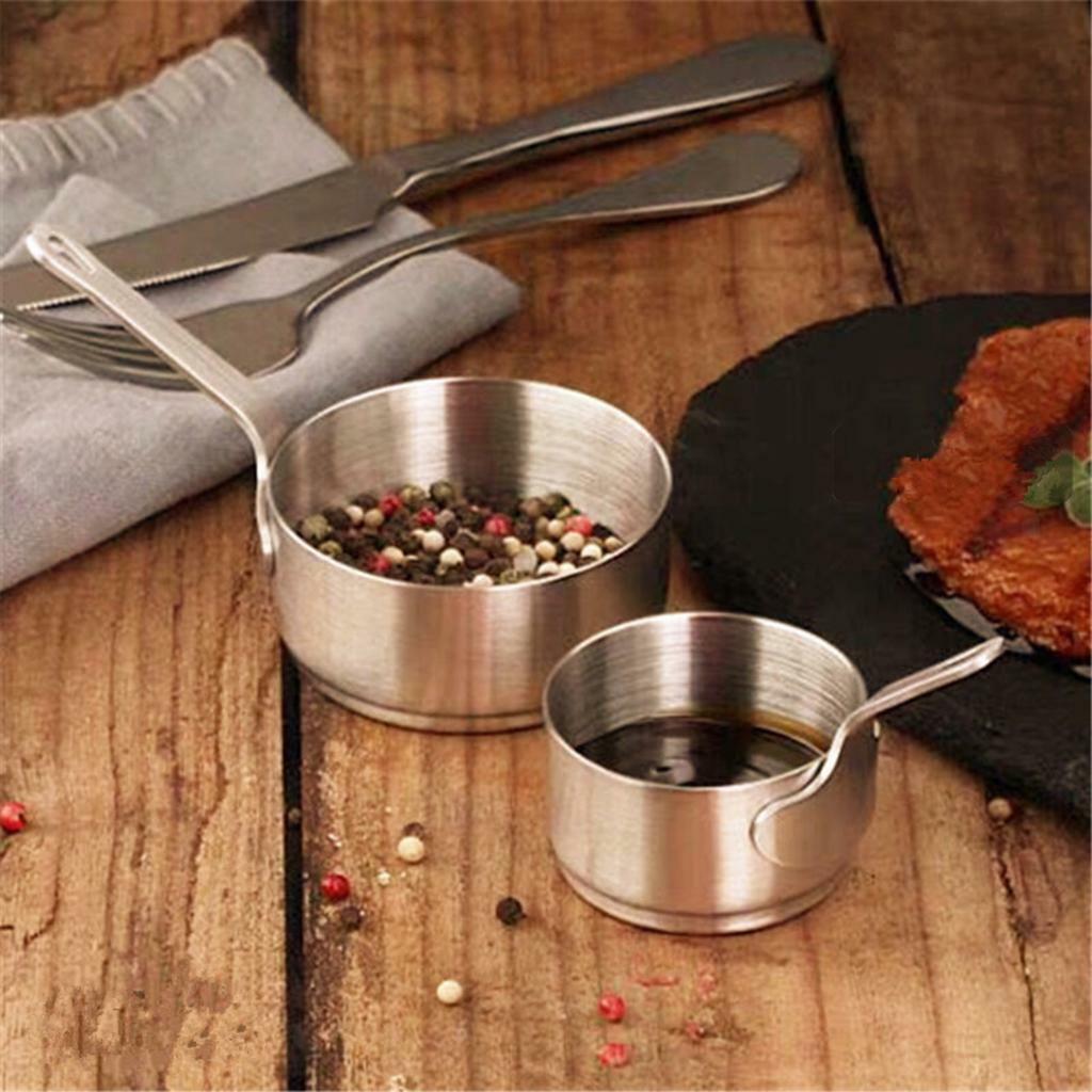 2 Pieces Stainless Steel Mini Sauce Pan Porridge Warmer Cookware 100ml