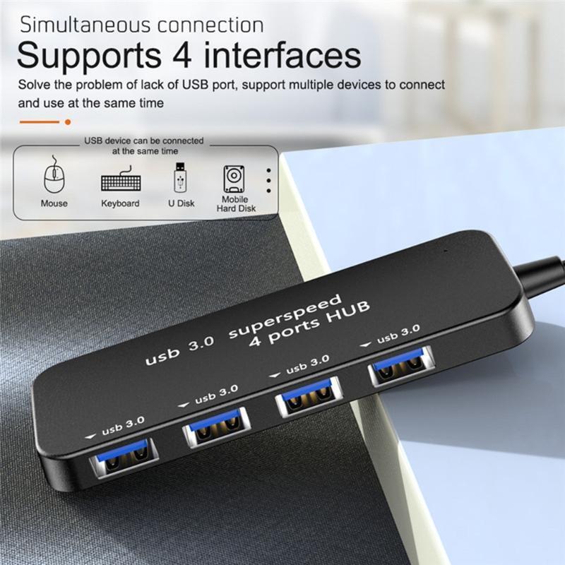 4-Port 3.0 USB Hub HighSpeed Data Transmission for Mobile HDD Laptop PC