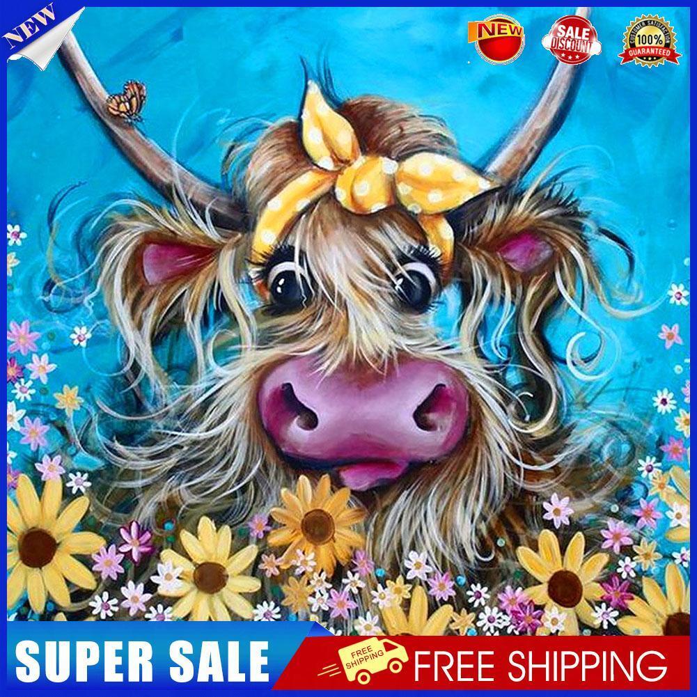 Cow in Bush Oil Paint By Numbers Kits DIY Handpainted on Canvas Wall Art