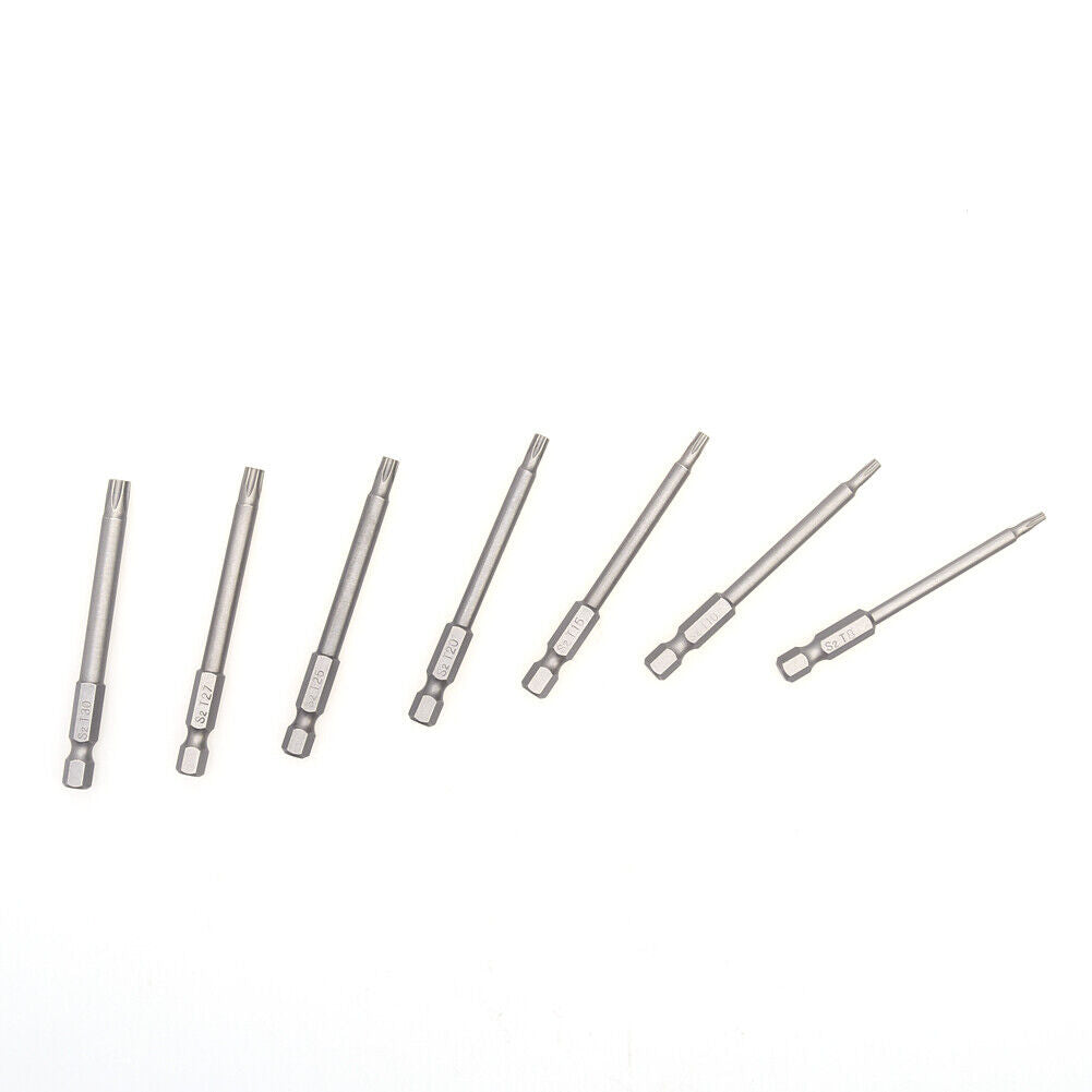 7pcs/set 75mm T8-T30 Magnetic Torx Screwdriver Bits 1/4 Inch Hex Shank Scre
