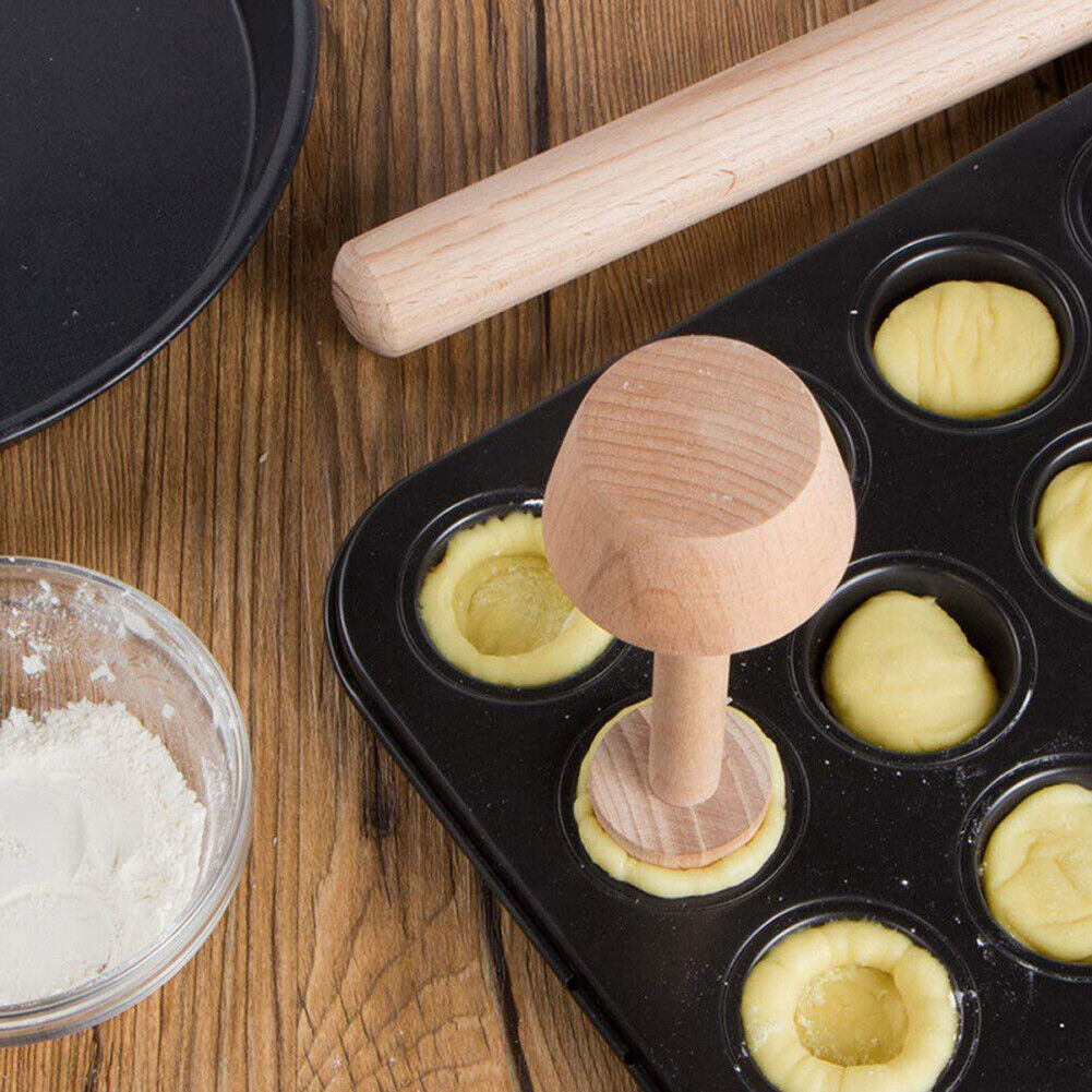 Wooden Double Side DIY Egg Tart Tamper Pastry Pusher Baking Mould Bake Mold