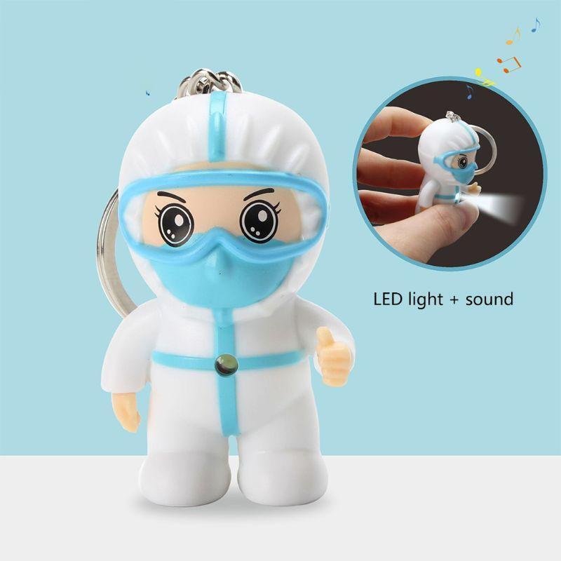 LED Pendant Jewelry Key Chain Pendant Decorations Luminous Cartoon Nurse Keyring