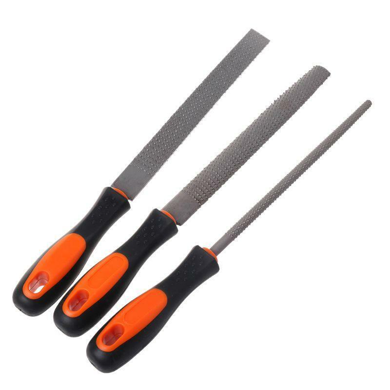 3Pcs/Set Wood Rasp Steel File Carving Flat Round Semi-circular Shape Metal File