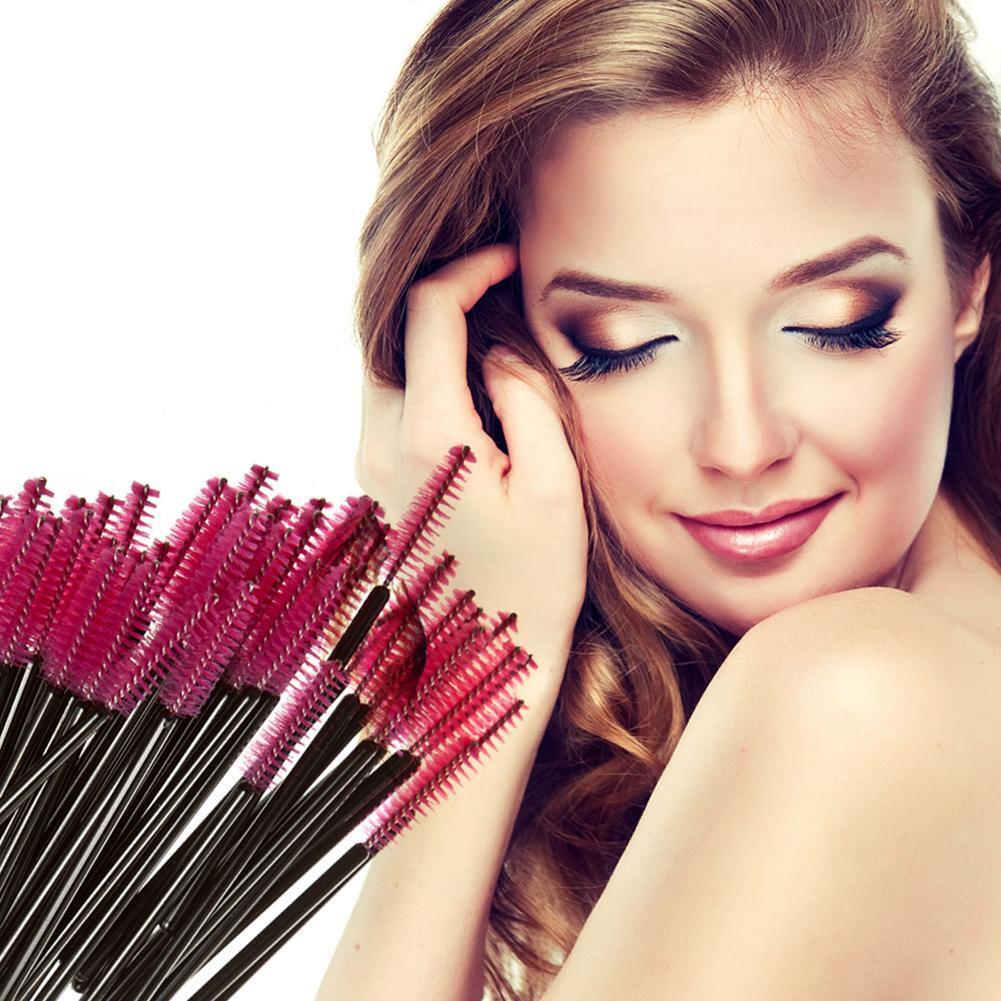 100pcs/bag Disposable Eyelash Brush Mascara Applicator Makeup Tools (Red)