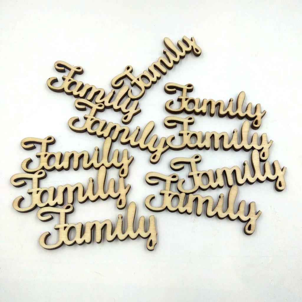 10x  Engraved Family Embellishments Decorative Unfinished Crafts