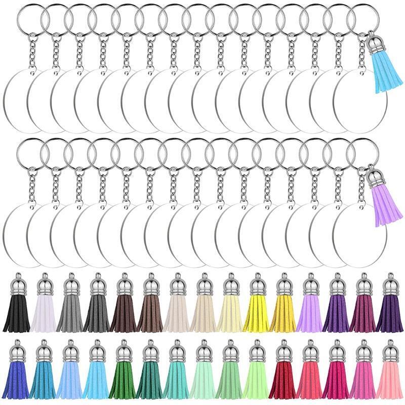 Colorful Tassel Pendant Jump Rings Clear Discs Circles for Vinyl Crafting Kit