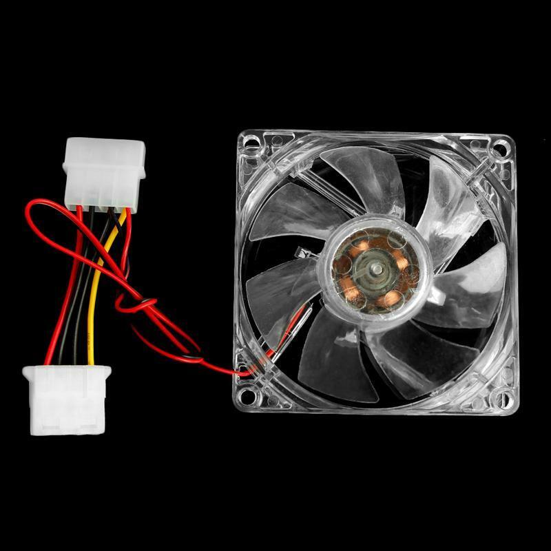 Clear 4-LED Blue Neon Light 80mm 12V 0.18A PC Computer Case Cooling Fan 8025