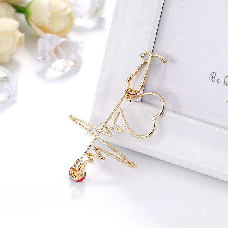 Medical Medicine Lapel Pin Electrocardiogram Brooch for DIY Hat Cloth Decoration