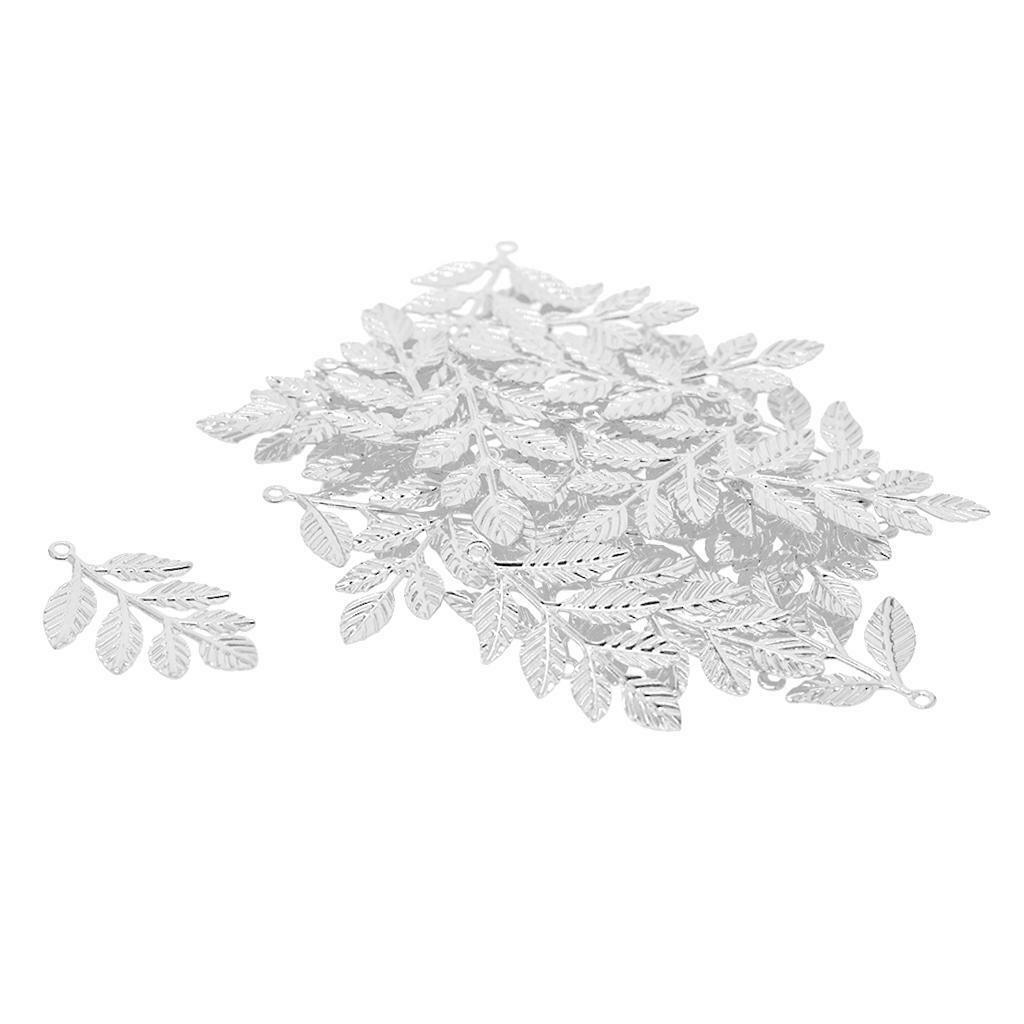 90x Large Filigree Leaf Branches Pendants Ornament Jewelry Findings Supplies