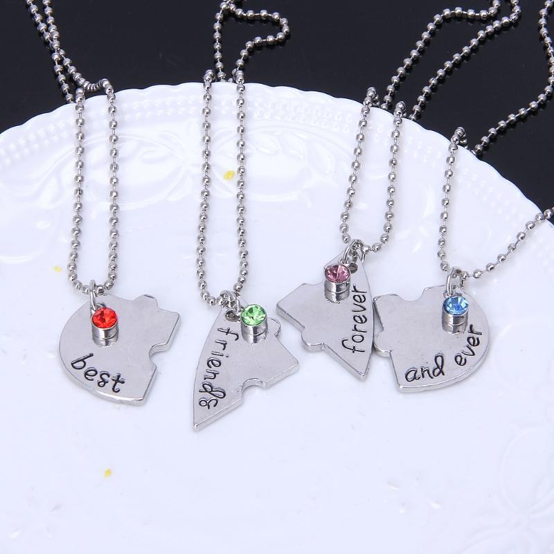 4x/Set BFF Heart Shape Puzzle Necklace Best Friendship Necklace Jewelry Gift Ins