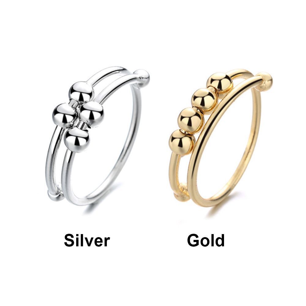 Anti Stress Rotate Freely Anxiety Ring Beaded Jewelry Fidget Beads Rings