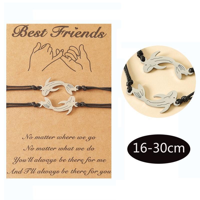 2x Promise Bracelets Best Friend Couples Bracelet Adjustable Cord Girlfriend