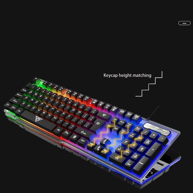 Wired Luminous Gaming Keyboard and Mouse Combo Mechanical Feel Rainbow Backlit