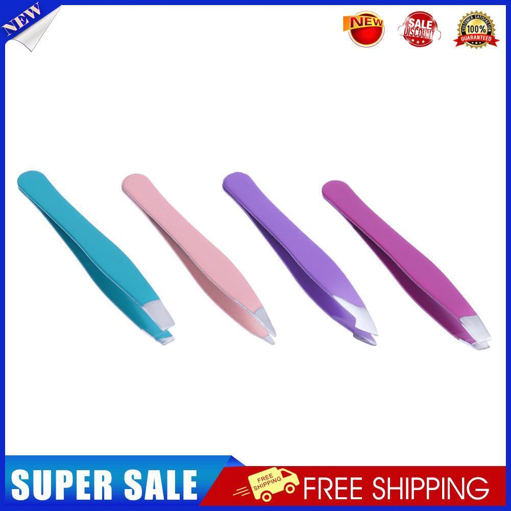 4pcs Professional Metal Slant Tip Hair Removal Eyebrow Tweezer Makeup Tool