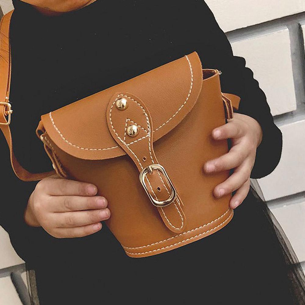 Children Kids Handbags PU Girls Shoulder Messenger Bucket Purses/Brown