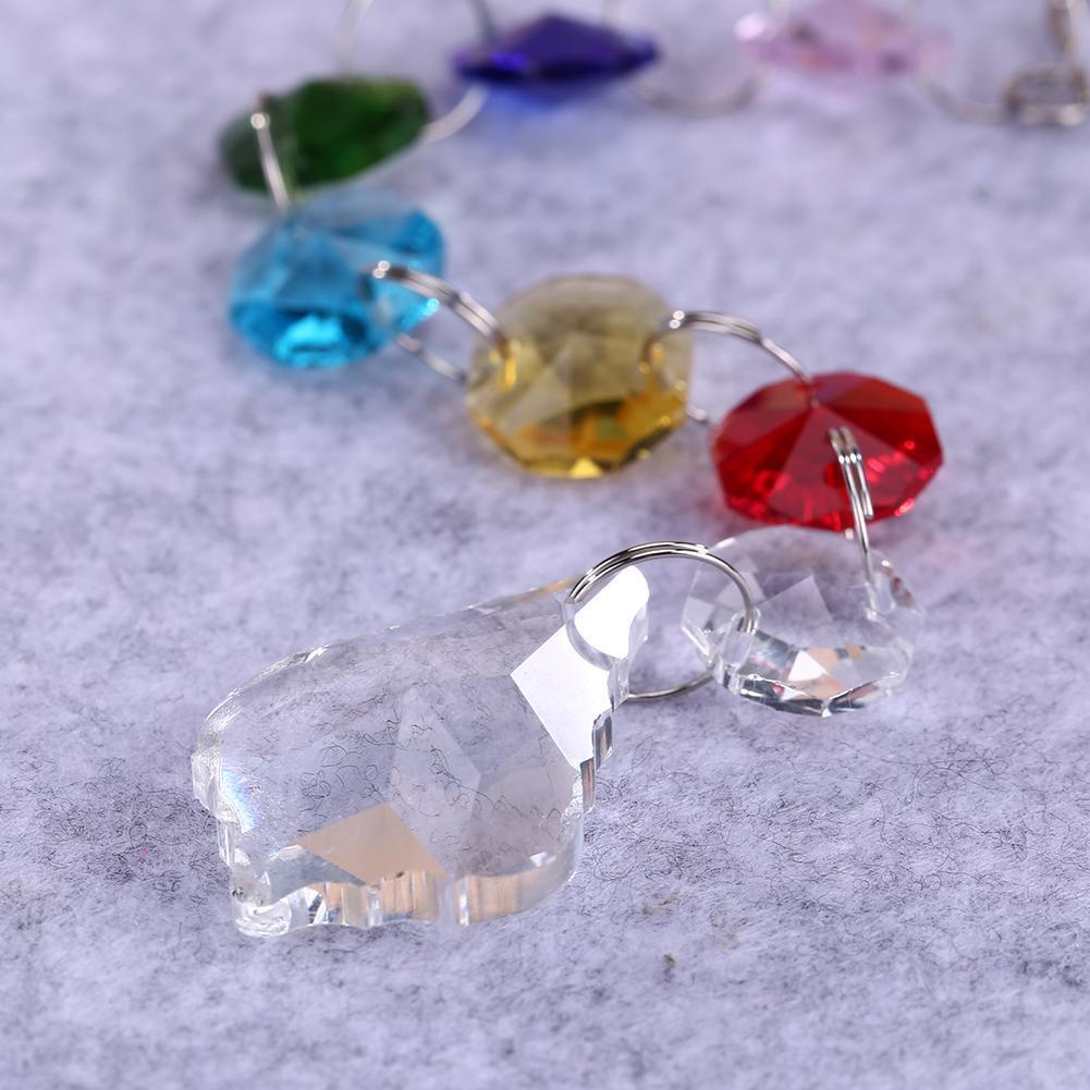 DIY Hang Light String Octagonal Beads Crystal  Maple Leaf Pendant