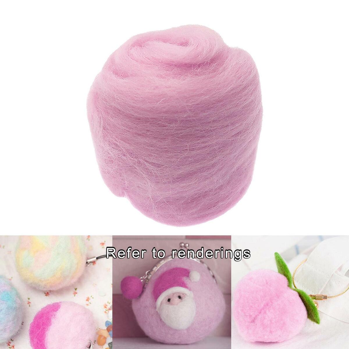 2 Pcs soft and wool Roving for Needle Felting Craft DIY 10g Pink + Light Pink