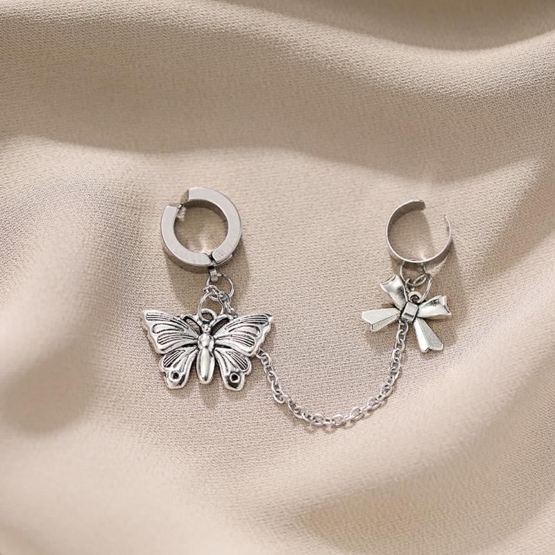 One-peice Cross Tassel Clip Earrings for Women Teens Ear Cuffs Alloy Hip Hop
