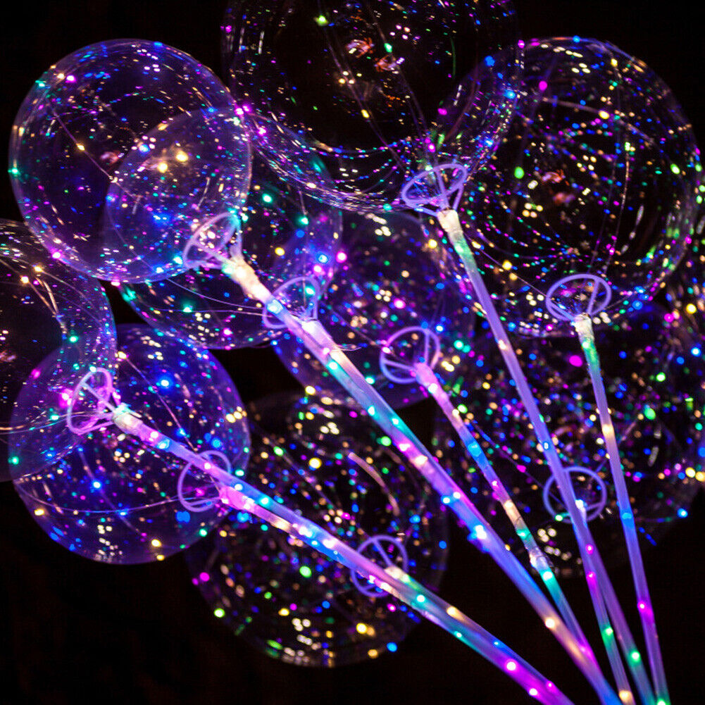 Handle LED Balloon with Stick Festival Party Luminous Clear Bobo Balloons