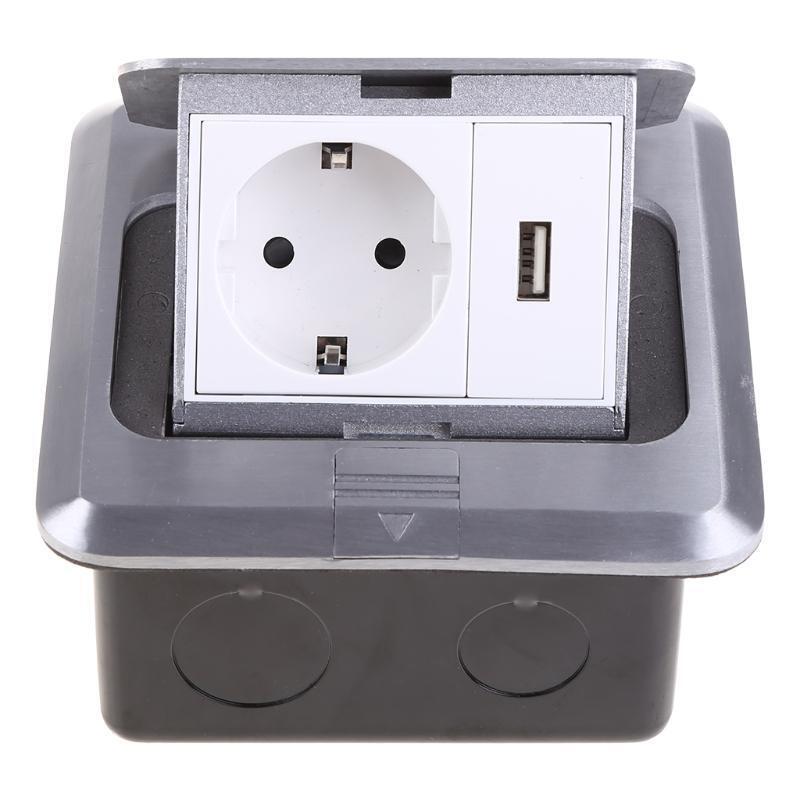 16A 125V Pop Up Floor Power Outlet EU Standard Russia Spain Socket USB Charging