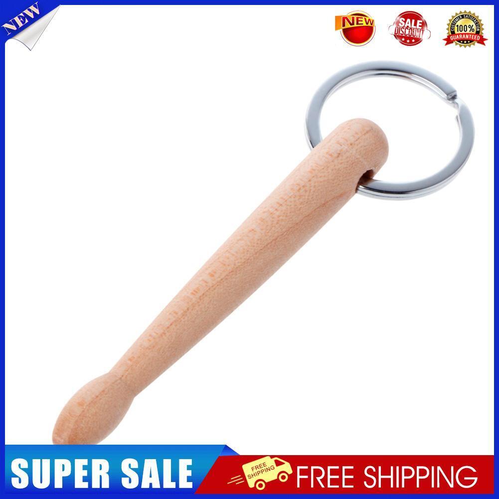 Beech Wood Drumstick Key Ring Mini Multi-functional Drum Stick Key Chain(1)