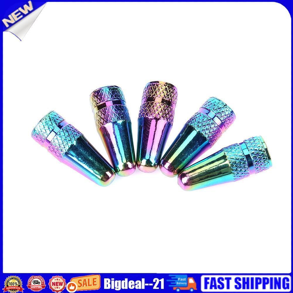 5pcs Rainbow Color Bicycle Aluminum High Pressure Caps for Presta Valves
