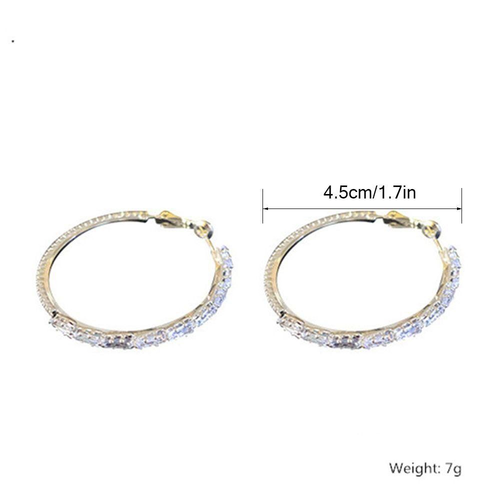 Elegant Zircon Round Hoop Earrings Drop Dangle Stud Round Shape Crystal