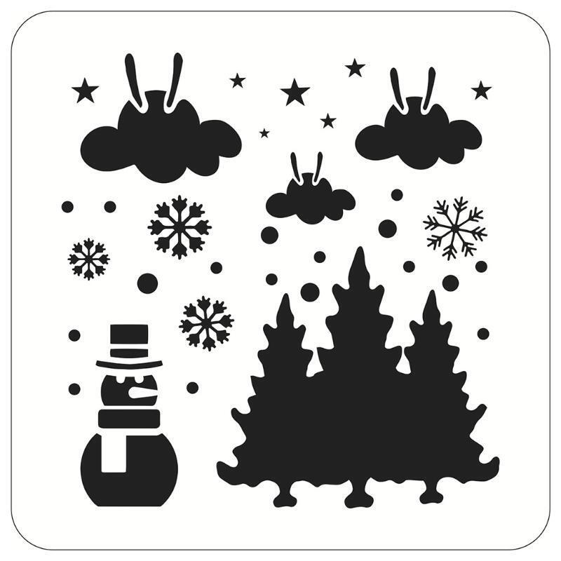 16 Pcs Christmas Stencils Plastic Drawing Templates for Home School Party Decors