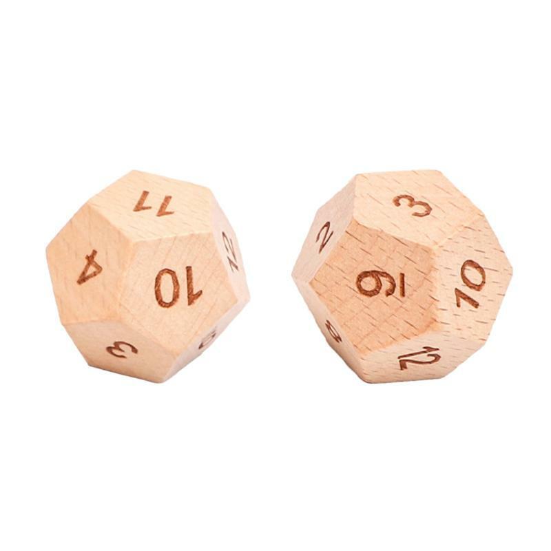 2Pcs 12 Sided Sculpture Digital Dice for Party/Family DIY Games Accessories 30mm