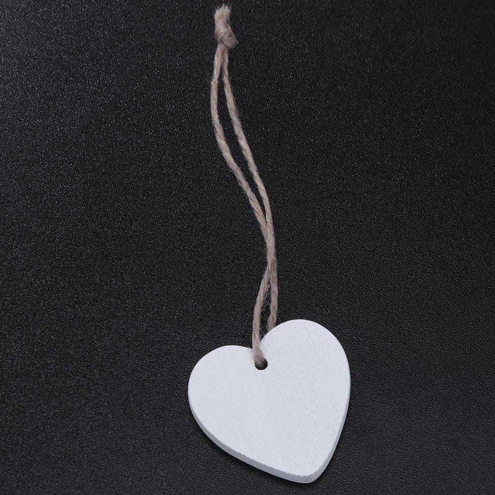 10pcs Mini Heart Wooden Pendants Ornaments Wood Craft Party Decor(White)