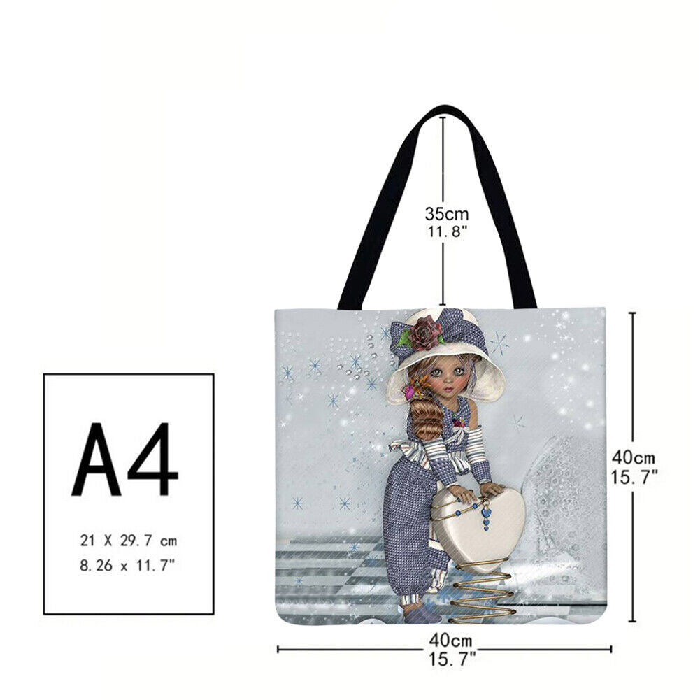 Elf girl Printed Shoulder Shopping Bag Casual Large Tote Handbag (40*40cm)