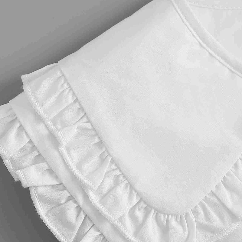 Women Double Layer Faux Collar White Shawl Tiered Ruffled Necklace Mini Poncho