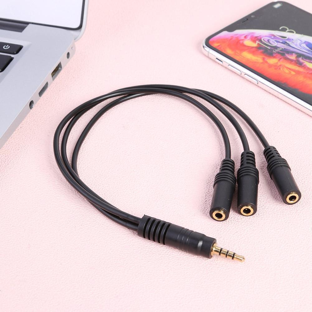 3.5mm 4-Pole Plug to 3 Way Stereo Audio Headphone Splitter Adapter Cable