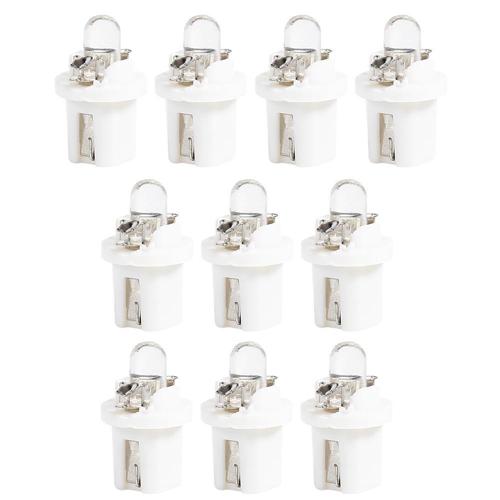 10pcs T5 B8.5D LED Car Light Auto Dashboard Instrument Light Bulbs (White)