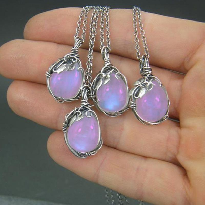 Nice Moonstone Necklace Teardrop Pendant Chain Necklace Party Favors Decoration