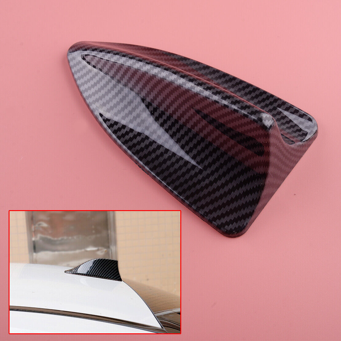 Universal Carbon Fiber ABS Dummy Shark Fin Antenna Cover Radio FM/AM Decor Trim