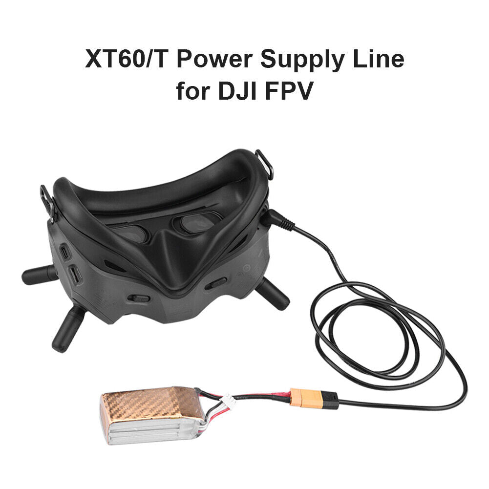 4ft Power Cable XT60 Male to DC Male Right Angled Cord for DJI FPV Goggles