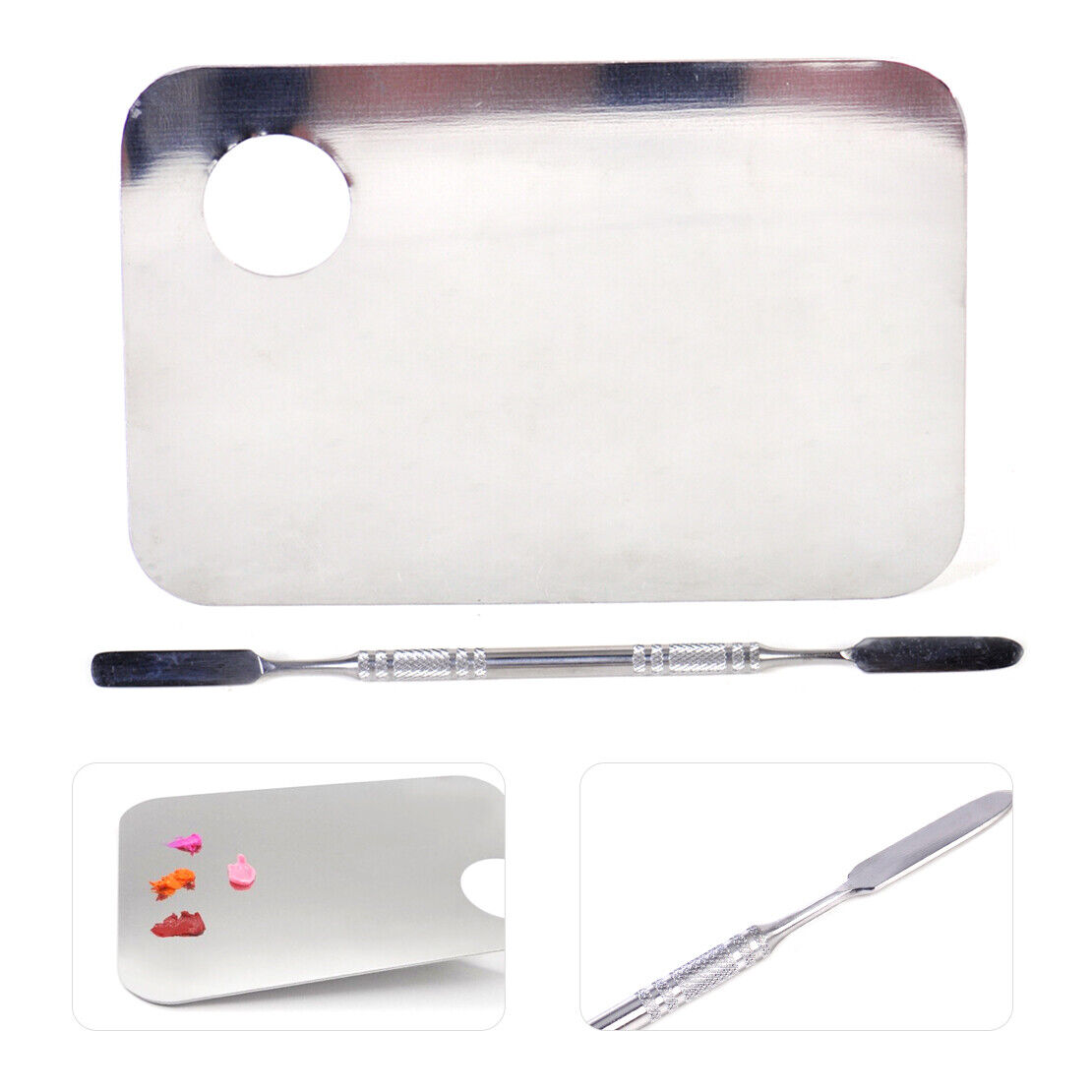 Stainless Steel Nail Palette Spatula Cosmetic Makeup Eye Shadow Color Mixing Li