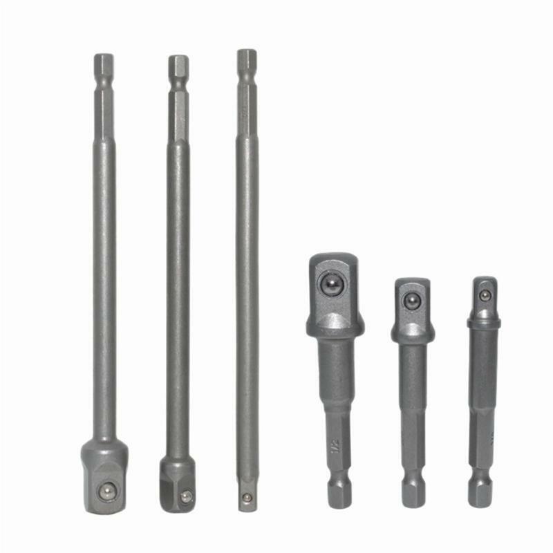 6pcs Hex Shank Wrench Drive Power Extension Drill Bit Socket Adapter Holder Tool