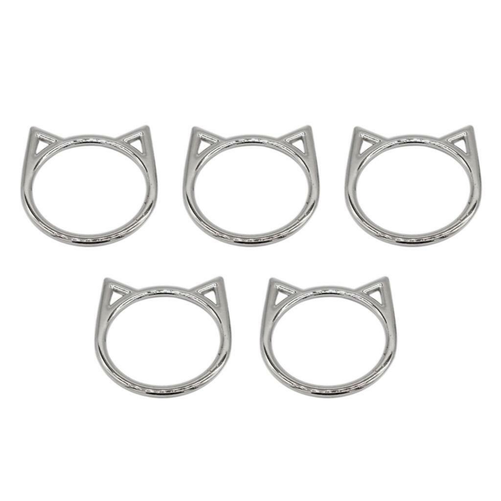 5Pcs Fashion Sliver Cat Rings for DIY Charms Leather Necklace Leg Rings